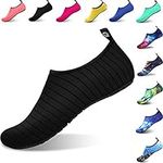 Water Shoes Mens Womens Aqua Shoes Beach Surf Diving Swim Barefoot Skin Shoes Quick Drying Lightweight Durable Rubber Sole (UK6.5-7.5/250-255mm, Black)