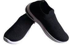 Women's Casual Slip-On Knitwear Material Shoes for Gym/Running/Walking/Jogging (Black, numeric_7)