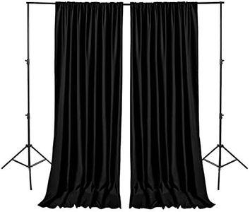 Hiasan Black Backdrop Curtains for Parties, Polyester Photography Backdrop Drapes for Family Gatherings, Wedding Decorations, 5ftx10ft, Set of 2 Panels