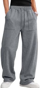 EFAN Mens Wide Leg Sweatpants Baggy Pants with Patch Pockets Dark Grey L
