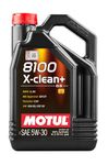 MOTUL 106377 | MOTUL 8100 X-clean + 100% Synthetic Lubricant for Petrol & Diesel Vehicles - Euro 4, 5 & 6 | Viscosity SAE J 300, 5W-30 | 5 Litres