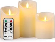 Aku Tonpa Flameless Candles Battery Operated Pillar Real Wax Flickering Electric LED Candle Sets with Remote Control Cycling 24 Hours Timer, 4" 5" 6" Pack of 3