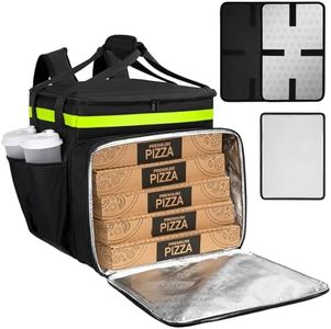 Wigojoy Food Delivery Backpack, Expandable Delivery Backpacks for Hot/Cold with Reflective Strips and Cup Holder, Bike Delivery Bag Backpack Suitable for Uber Eats, DoorDash, Pizza bag, Black yellow