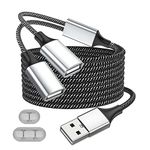 Fidioto USB Splitter, USB A Male to 2 Female USB Extension Cable, 4Ft Long USB Y Splitter Support Slow Charging and Data Transfer for Printer/USB Keyboard/Flash Drive/PlayStation/Car/Laptop/LED Etc