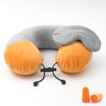 CRAFTX Travel Pillow 100% Memory Foam Pillow with Super Soft 3D Eyemask and Earplugs (All in one)