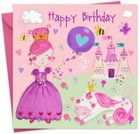 Twizler Birthday Card for Girls - Princess Castle - Childrens Happy Birthday Card for Daughter or Granddaughter - Kids Birthday Card for Sister or Niece - Girl Card Birthday