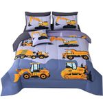 JQinHome Construction Full Bedding Sets for Boys Kids,8 Piece Bed in A Bag 3D Cartoon Car Excavator Tractor Comforter Set with Sheet Set,Trucks Cars