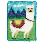 (50cm x 38cm , alpaca) - MLADEN Latch Hook Rug Kits DIY Crochet Yarn Rugs Hooking Craft Kit with Colour Preprinted Pattern Design for Adults Kids (Alpaca, 50cm x 38cm )