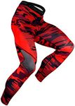 Panegy Men's Compression Pants Cool Dry Sports Tights Pants Running Leggings Yoga Baselayer Shorts-Red/Large
