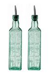 2x Tall Oil and Vinegar Glass Bottles, Complete with Stainless Drizzlers