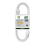 EP 6 Ft Outdoor Extension Cord - 16/3 SJTW Durable White Electrical Cable with 3 Prong Grounded Plug, UL Listed