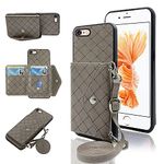 Compatible with iPhone 6plus 6splus 6/6s Plus Wallet Cover with Crossbody Shoulder Strap and Stand Leather Credit Card Holder Phone Cover for iPhone6 6+ iPhone6s 6s+ i 6P 6a S Six iPhone6splus Grey