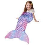 Catalonia Classy Mermaid Tail Blanket for Girls, Soft Plush Flannel Mermaid Sleeping Bag for Kids Fish Scale Pattern Lightweight Wearable Mermaid Snuggle Throw Birthday Gift MM217