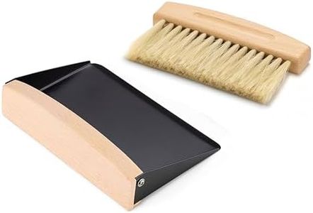 OAKART Mini Metal Dustpan and Brush Set for Sweeping Crumbs Fireplace, Natural Table Sweeper Combo (Black)