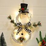 Christmas Wreaths for Front Door Light up Christmas Wreath, Large Christmas Door Wreath, Xmas Wreaths With Lights for Front Door Christmas Decorations, LED Berries Xmas Decorations (Black+White)