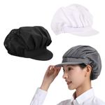 SamHeng 3 Pcs Chef Hat, Adjustable Unisex Kitchen Cooking Cap with Brim, Half Mesh Half Cloth Breathable Catering Hats Hair Nets for Restaurant for Chefs Servers Industrial Workers Cleaners Bakers