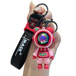 ComfyArt Boys Girls Creative Cool Stylish Astronaut Suit Standing Play Bear Keychain Key Ring, Girlfriend Boyfriend Valentine Lover Christmas Birthday Collection Gift Bag Pendant Wrist Strap -Pink