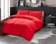 Elegant Comfort Ultra Soft 3-Piece Duvet Cover Set - Premium Hotel Quality Microfiber, Wrinkle and Fade Resistant 3PC Duvet Cover Set, Full/Queen, Red