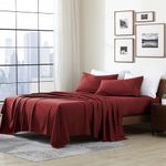 Cathay Home Essentials Ultra Soft Hypoallergenic Wrinkle Resistant Double Brushed Microfiber Bedding Sheet Set, Burgundy, Twin XL