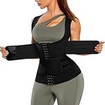 Chumian Waist trainer vest for women Underbust Corset Slimming Body Shaper Tummy Control Cincher Workourt Sport girdles (S, Black)