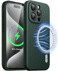 JETech Magnetic Silicone Case for iPhone 15 Pro 6.1-Inch, Compatible with MagSafe, Phone Cover with Camera Lens Full Protection (Midnight Green)
