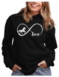 Tstars Infinity Love Horse Hoodie Women Teen Girls Equestrian Horseback Riding Sweatshirt Hoodies Medium Black