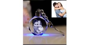 Dharani Gifts Personalized Led Octagon 2D Crystal Keychain, Coral