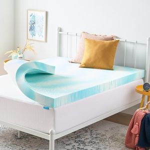LINENSPA 4 Inch Gel Swirl Memory Foam Mattress Topper – Cooling Gel Infused – Pressure Relieving – CertiPUR Certified - Twin XL