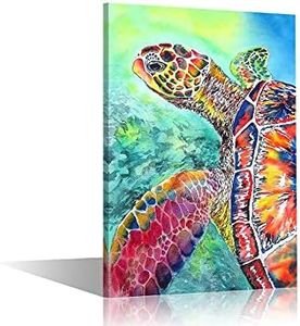 TISHIRON Wall Art Canvas Prints Sea Turtle Picture Painting Modern Wall Artwork Frame Ready to Hang for Bathroom Home Office Decor-45 x30 CM