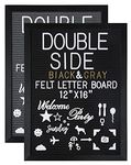 G GAMIT Double Sided Felt Letter Board 12”x16”with Black Wood Grain Frame,1032 White&Gold Letters,Symbols,Emojis,Script Cursive Words&Photo clips,Sign board&Message Board with Stand，Scissor&Canvas