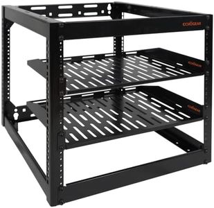 ECHOGEAR 10U Network Rack - Wall Mountable Heavy Duty 4 Post Design Holds All Your Networking & AV Gear - Open Frame Design Includes 2 1U Vented Shelves & Mounting Hardware