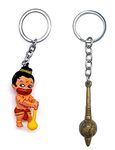 Blessings Fine Bal Hanuman PVC And Mace Keychain For Men Women Girls Boys Bike Car accessories Home Bedroom Key Organizer Holder Lightweight Keyring Best Birthday Gift Set of 2