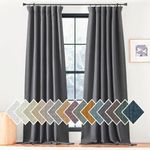 NICETOWN Charcoal Gray Linen Blackout Curtains for Bedroom, Pinch Pleated Faux Linen Blend Curtains Thermal Insulated Noise Canceling Window Drapes for Living Room/Boys, W50 x L84, Set of 2