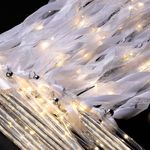 Wedding Wands Ribbon Streamers with Bells LED Fairy Light up Silk Fairy Wand Glow in The Dark Flashing Lace Stick for Wedding Birthday Party Favors (Ivory & Warm White LED,24 Pieces)