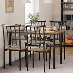 Alkmaar 5 Piece Kitchen Chairs 4, Dining Table Set with Wine Rack, Rectangular Dining Table for Small Space, Apartment