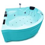 Madonna Ambassador 5 ft. Fully Loaded Combi-Massage Corner Bathtub with Online Heater, Underwater LED lights, Audio System and Digital Control Panel - Cyan Blue