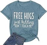Women Graphic Tees Free Hugs Just K