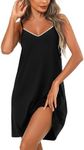 Ekouaer Womens Night Shirt Soft Cotton Sleeveless Nightgowns for Women Plus Size Sleep Shirt Black