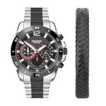 Sekonda Sports Gift Set Men's 44mm Quartz Watch in Black with Chronograph Date Display, and Two Tone Stainless Steel Strap 39007