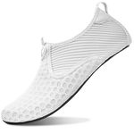 L-RUN Unisex Water Shoes Womens Mens Aqua Barefoot Summer Shoes Beach Sandals White, 10.5-11 Women/8-9 Men