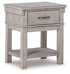 Signature Design by Ashley Hollentown Modern Farmhouse 1 Drawer Nightstand, Whitewash