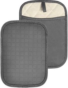 HOMWE Silicone Kitchen Pot Holders with Pockets, 2 Pc Set Trivet, Steam and Heat Resistant Hand and Countertop Protection Hot Pads, Non-Slip Grip potholders, Terrycloth Interior Lining, Gray