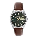 Seiko Dress Analog Green Dial Men's Watch-SUR449P1 Genuine Leather, Brown Strap