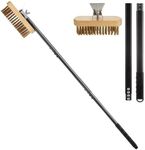 MUXHEL 1 Pcs Adjustable 47" Pizza Oven Brush with Scraper, Brass Bristles Pizza Stone Brush with Detachable Handle and Screwdriver, Pizza Oven Accessories for Cleaning Pizza Oven