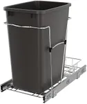 Rev-A-Shelf Pullout Trash Can for Under Kitchen Cabinets 35 Qt 12 Gallon Garbage Waste Recycling Bin with Full Extension Slides, Gray, RV-12KD-13C-S