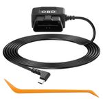 CERRXIAN OBD Power Cable for Dash Camera OBD2 to Type C Adapter Hardwire Charger Cable 24 Hours Surveillance/Acc Mode with Low Voltage Protection 12-36V to 5V 3A (11.5FT/3.5M) (Right Angle USB C)