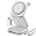 Wireless Charger for Magsafe, AC Island 5-in-1 Evolved Charging Stand, 15W Fast Portable Magnetic Station, Foldable for iPhone 16/15/14/13 Series, Apple Watch S1-9/Ultra, AirPods (with 35W Adapter)