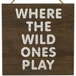 HAMUIERS Where the Wild Ones Play Sign - Playroom Decor for Kids, Woodland Nursery Decor, Rustic Wood Toddler Room Wall Decor Hanging Sign for Kids Bedroom Decor, Baby Nursery Gifts