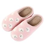 Women Slippers Cute Pattern Strawberry Slippers Warm Soft Bedroom Shoes Fuzzy Closed Toe Sandals Non Slip House Bedroom Slippers, Ghost-pink, 7.5-8 Women/5.5-6.5 Men