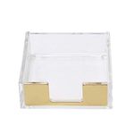 MultiBey Sticky Notes Holder Clear Acrylic Memo Notepad Holder, Desktop Organizer for Office Home Schools (Gold)